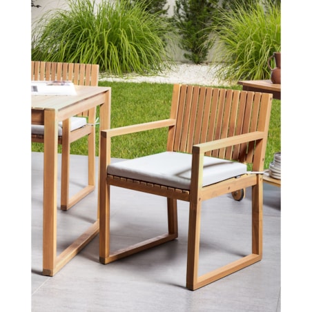Zestaw 2 krzeseł ogrodowych z poduszkami SASSARI PREMIUM Certyfikowane drewno akacjowe Jasnoszary