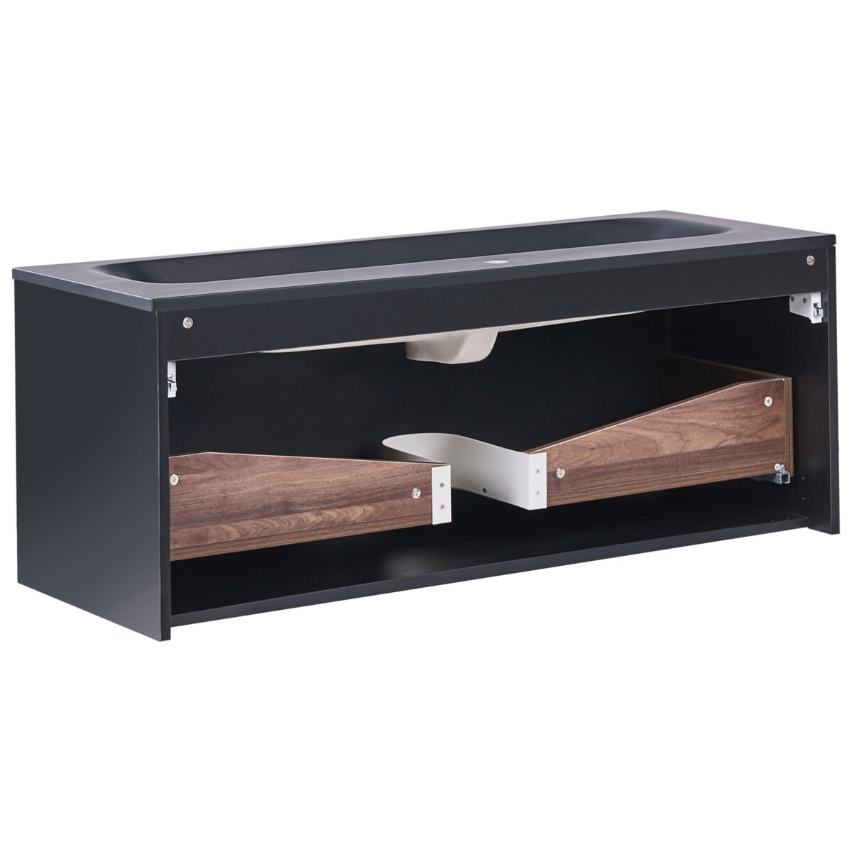 Szafka łazienkowa wisząca z umywalką TITICACA 120 cm Ciemnobrązowy