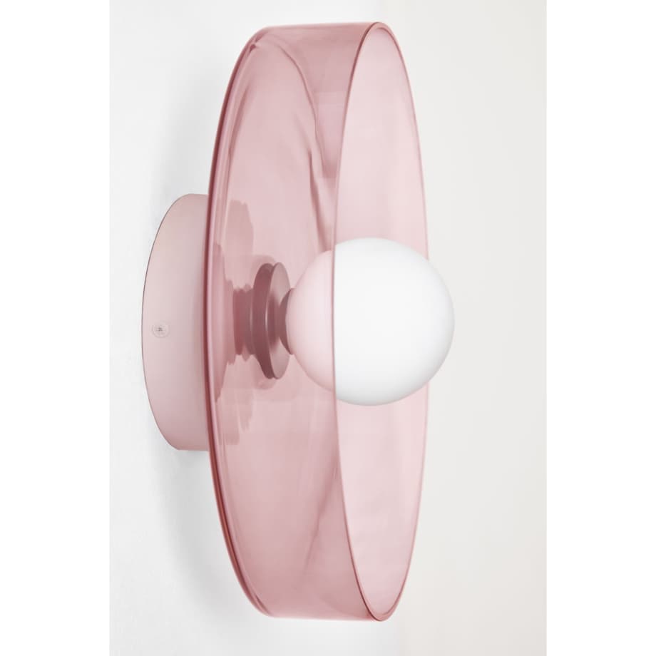 Kinkiet szklany Jaxal różowy Ø35 cm