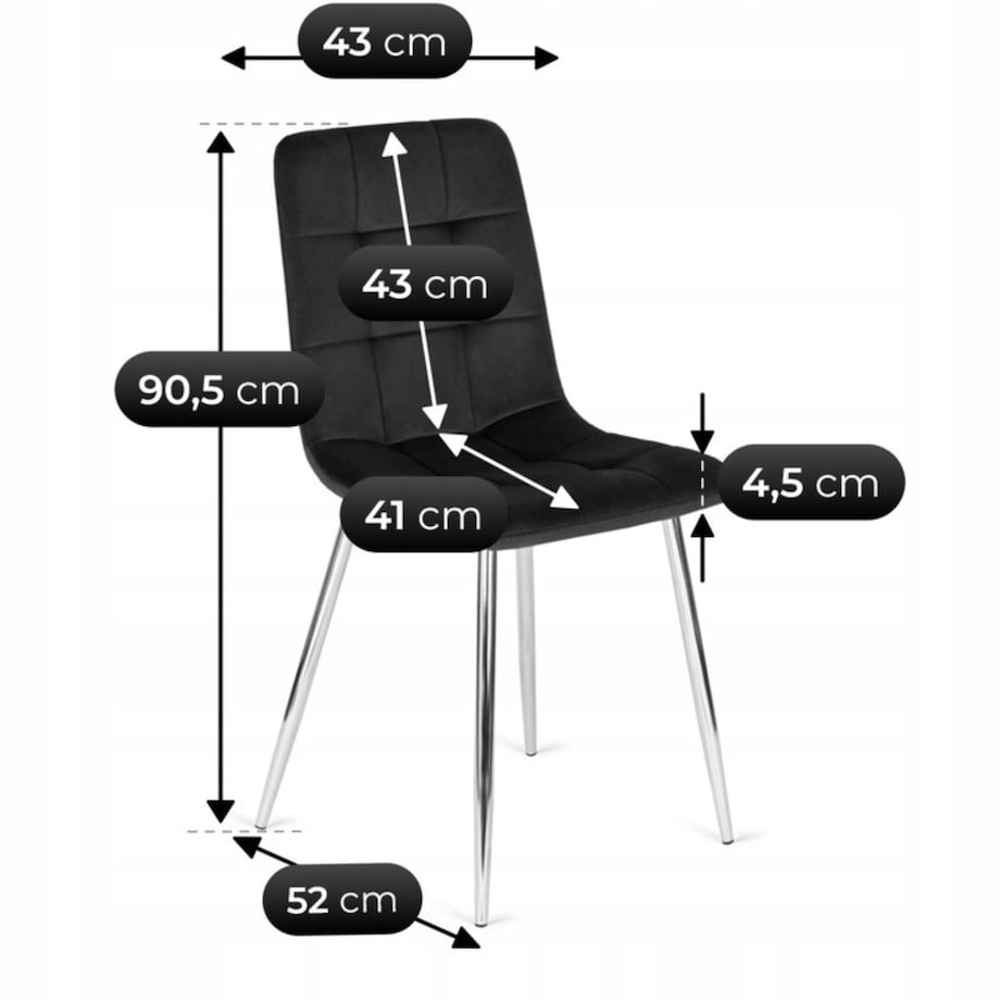 Krzesło Tapicerowane Pikowane Welurowe Kuchenne Do Jadalni Czarne CESAR