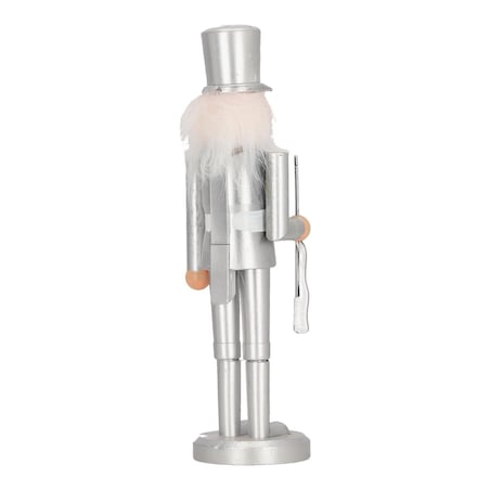 DZIADEK DO ORZECHÓW kapelusz 28cm srebrny FIGURKA