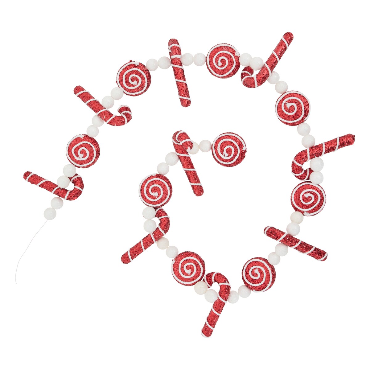 Girlanda świąteczna z czapkami Mikołaja i laskami cukrowymi, 180 cm
