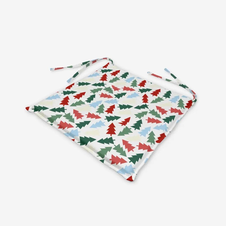 Poduszka świąteczna na krzesło - Kolorowe choinki