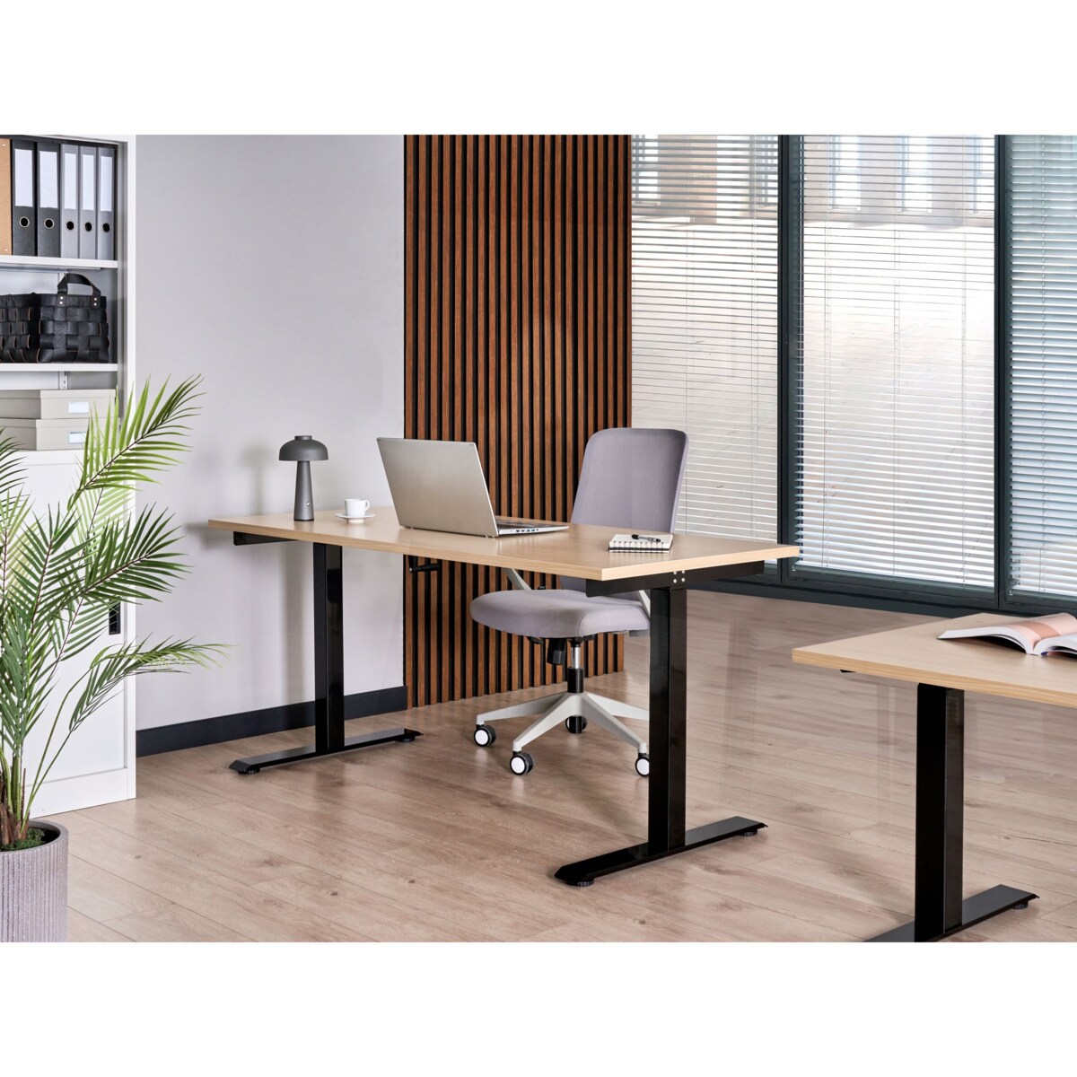 Biurko regulowane manualnie DESTINES Czarny/ jasny brąz 160 cm 72 cm