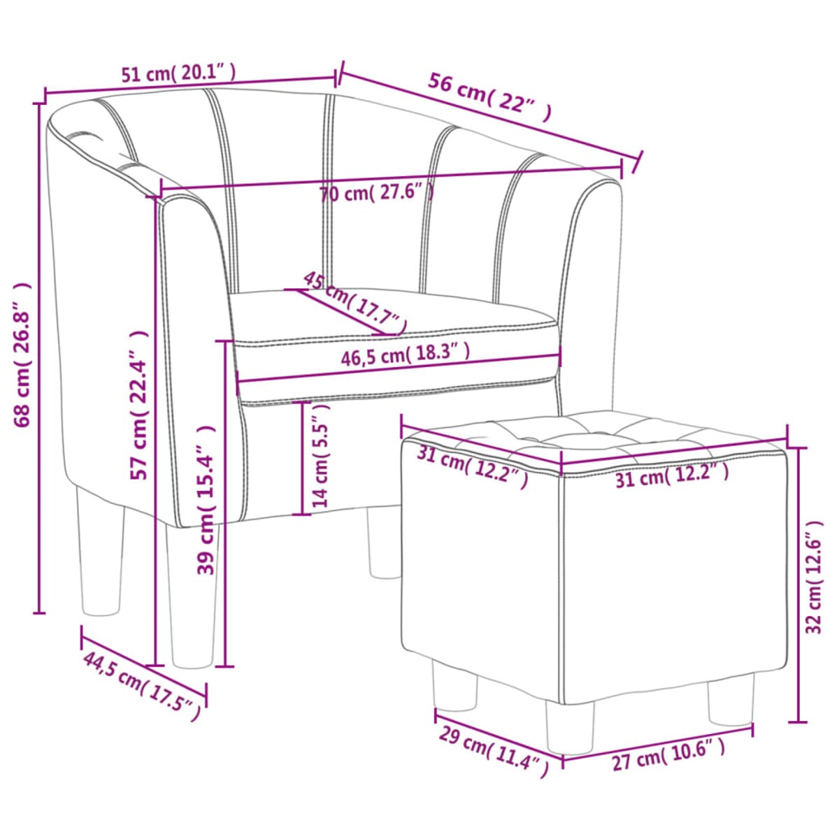 vidaXL Fotel klubowy z podnóżkiem, biały, obity sztuczną skórą
