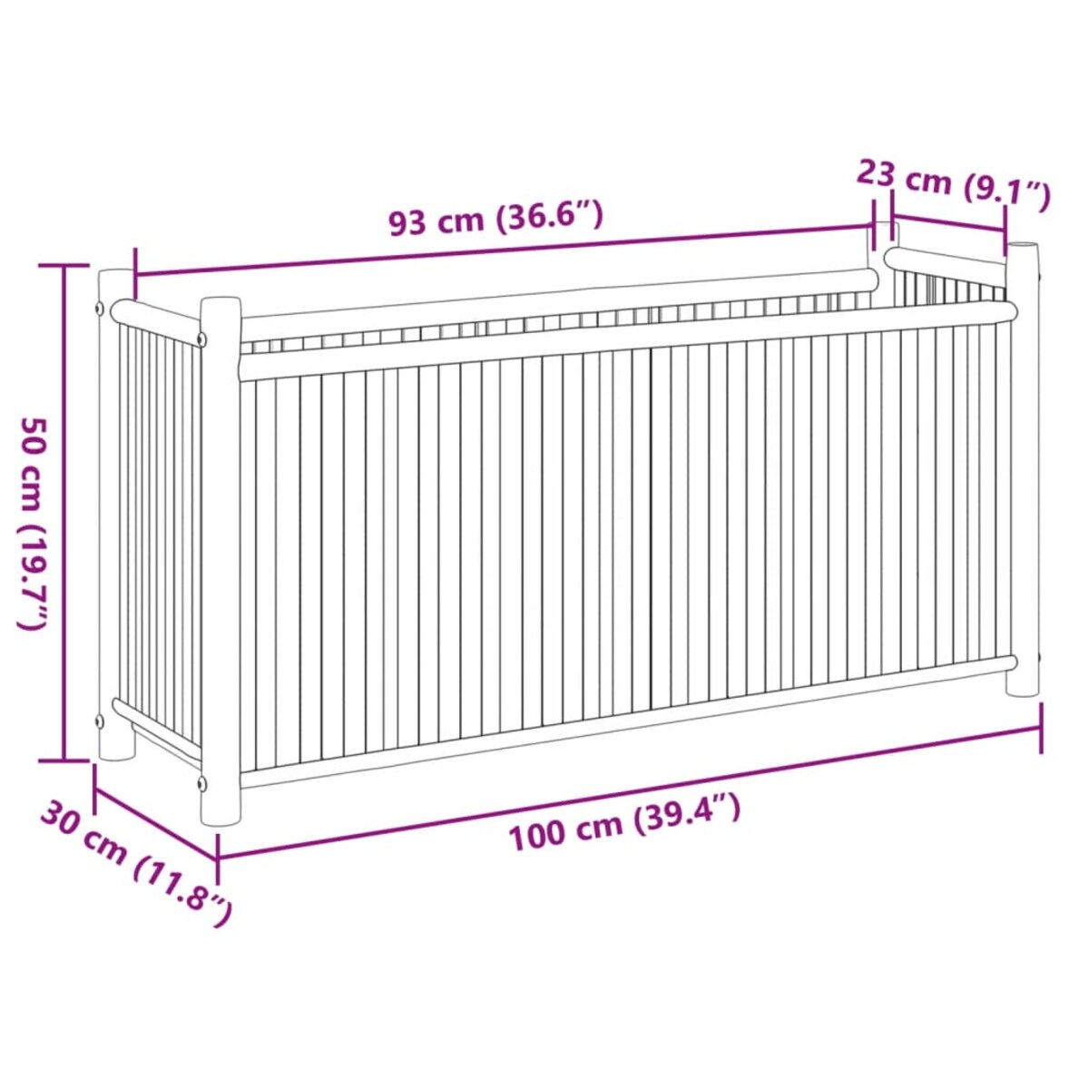 vidaXL Donica, 100x30x50 cm, bambusowa