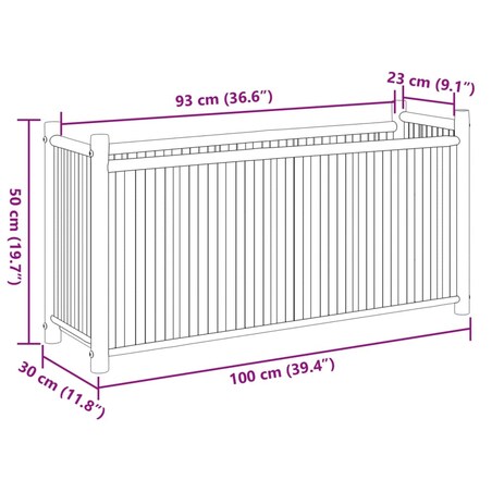 vidaXL Donica, 100x30x50 cm, bambusowa