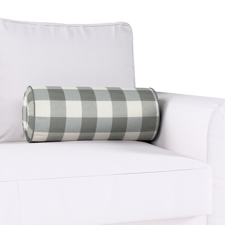 Poduszka wałek z zakładkami, szaro-biała krata (5,5x5,5cm), Ø20 x 50 cm, Quadro