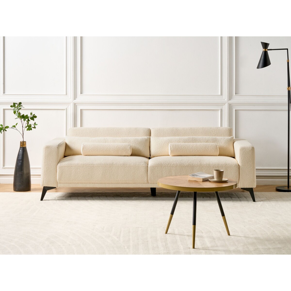 Sofa 3-osobowa boucle złamana biel ANGE