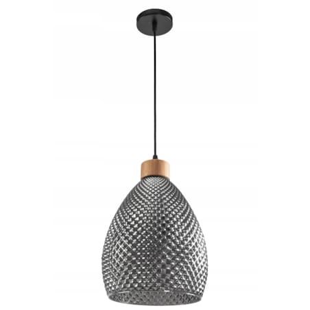Lampa Wisząca Vintage Retro Black Szkło Drewno E27
