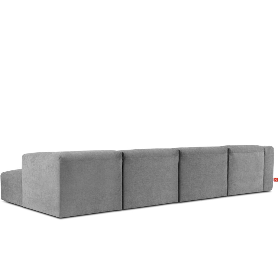 KONSIMO BUFFO Sofa narożna prawa 6-osobowa z wyjątkowo miękkim siedziskiem, kolor popielaty