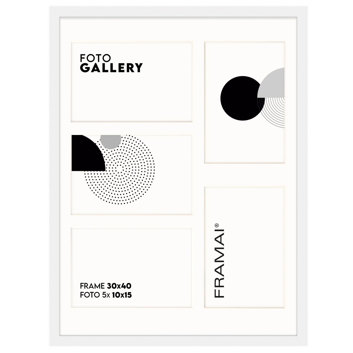 Ramka na 5 zdjęć 10x15 cm biała foto galeria multirama 30x40 cm FRAMAI