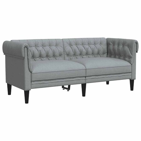 vidaXL Sofa Chesterfield, dwuosobowa, jasnoszara, obita tkaniną