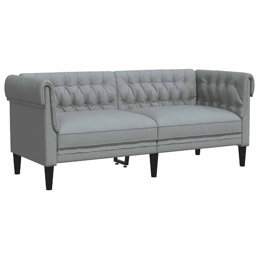vidaXL Sofa Chesterfield, dwuosobowa, jasnoszara, obita tkaniną