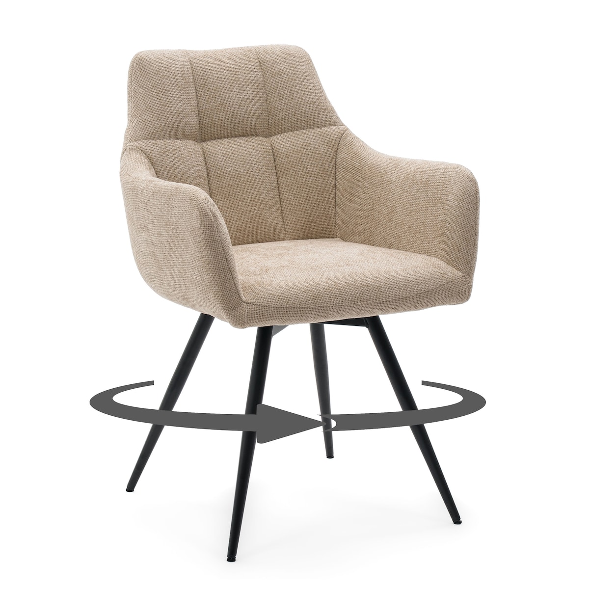 Krzesło tapicerowane obrotowe szenilowe do salonu LUGANO jasnobeżowe