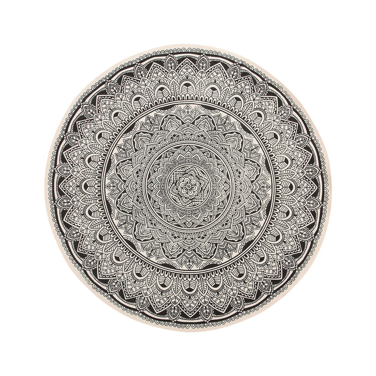 Dywan okrągły bawełniany orientalny nadruk ø 120 cm czarno-kremowy HIZAN