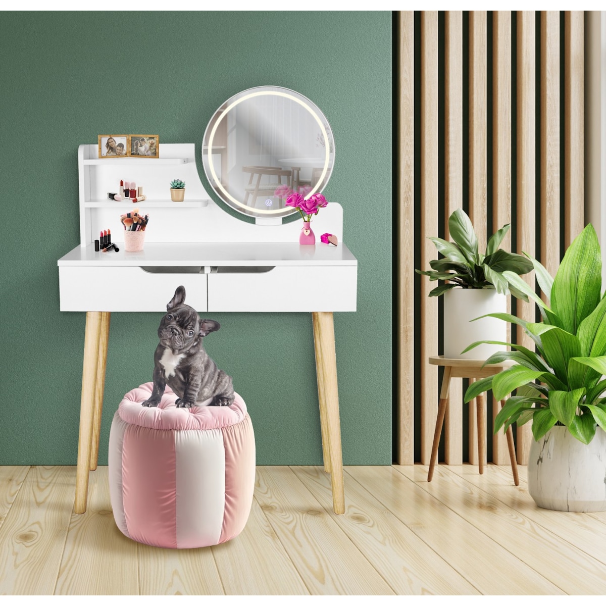 Toaletka z lustrem LED kosmetyczna skandynawska SCANDI