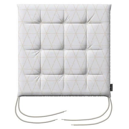 Poduszka na krzesło Karol, beżowe trójkąty na kremowo-białym tle, 40 x 40 x 3,5 cm, Sunny