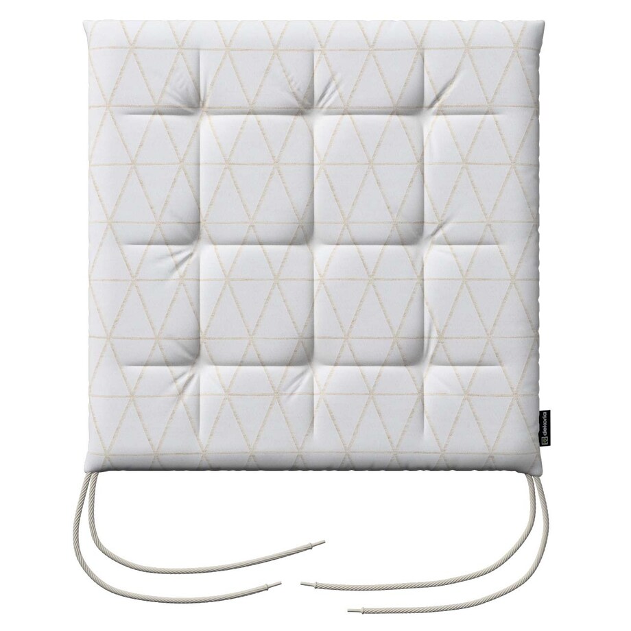 Poduszka na krzesło Karol, beżowe trójkąty na kremowo-białym tle, 40 x 40 x 3,5 cm, Sunny