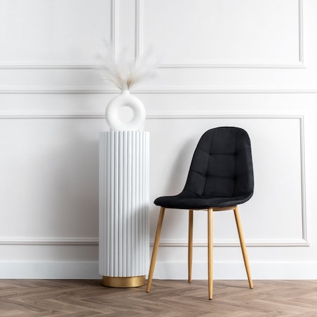 Krzesło tapicerowane czarne welurowe pikowane do salonu jadalni