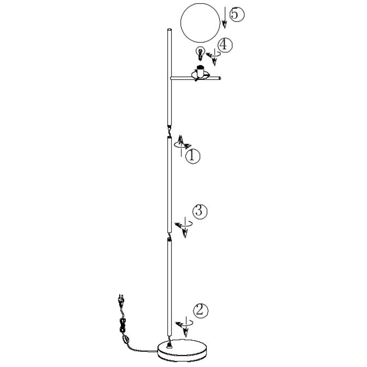 Modernistyczna LAMPA podłogowa PURE 402000108 Trio metalowa OPRAWA stojąca szklana kula mosiądz biała