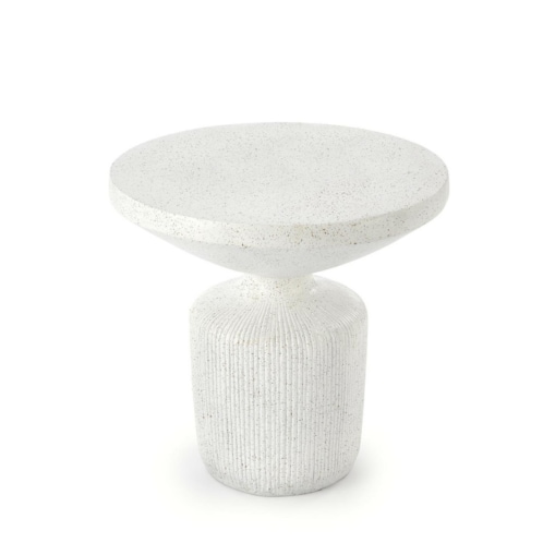 STOLIK KAWOWY Farra L biały OKRĄGŁY kompozyt tlenku magnezu