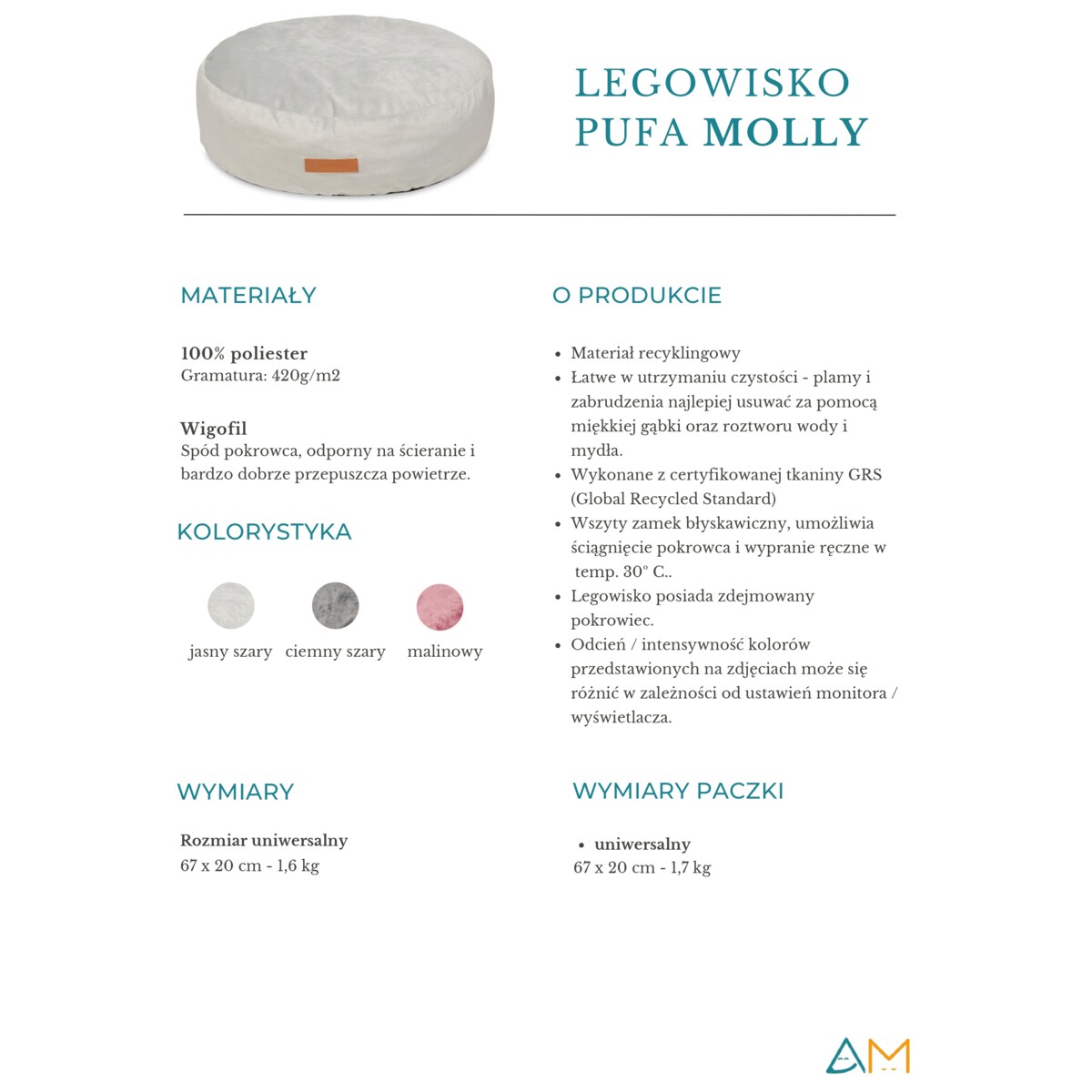 Animood Pufa Molly rozmiar: uniwersalny, kolor: malinowy , materiał:welur