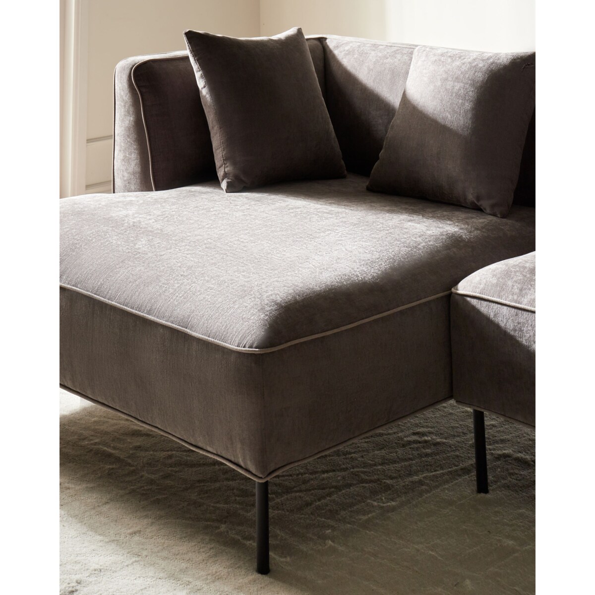 Narożnik dla 3 osób SATER Szenil Beżowoszary Prawostronny