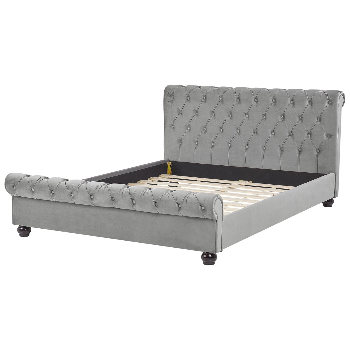 Łóżko welurowe 160 x 200 cm szare AVALLON