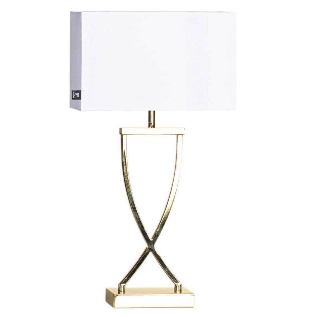 Stojąca lampa sypialniana Omega na szafkę nocną biała złota