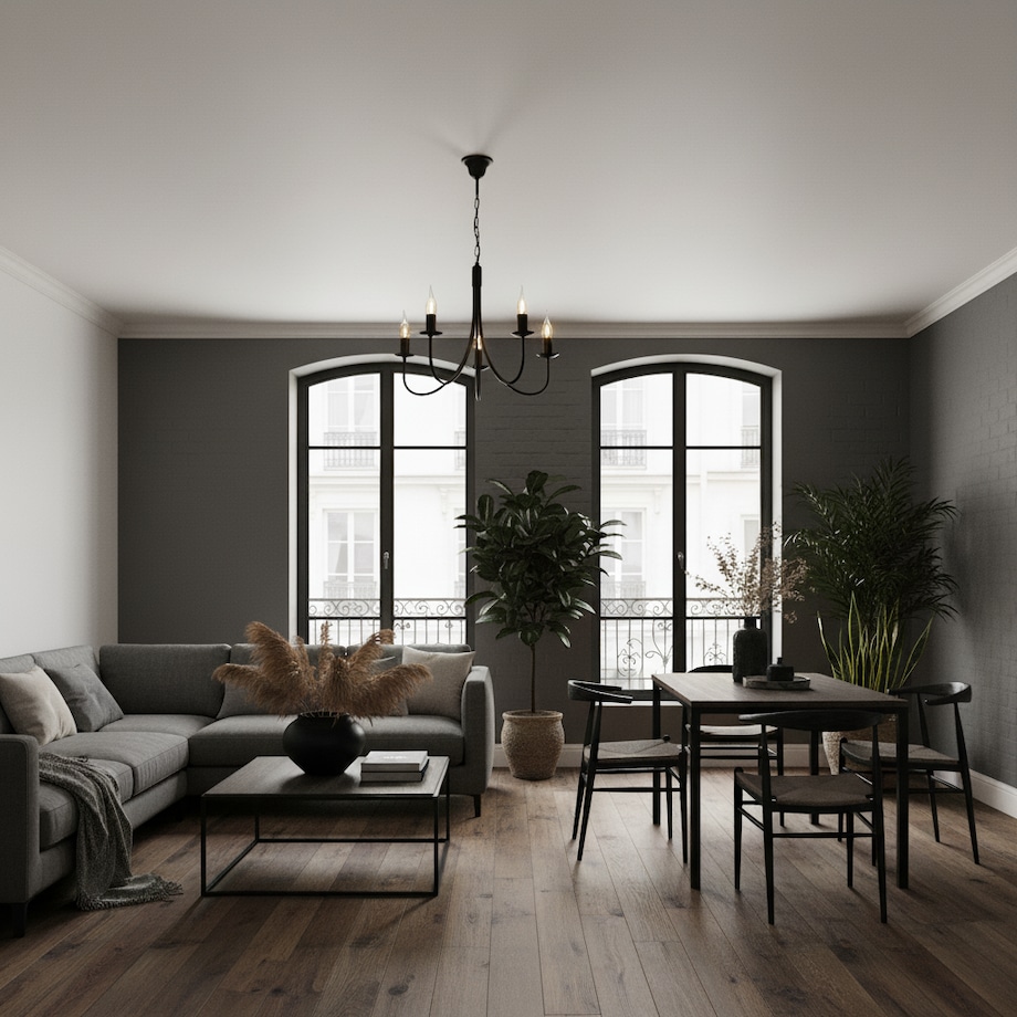 czarna lampa wisząca sufitowa 5 punktowa edylit loft do kuchni