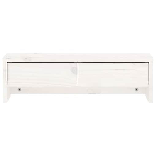 vidaXL Podstawka na monitor, biała, 50x27x15 cm, lite drewno sosnowe