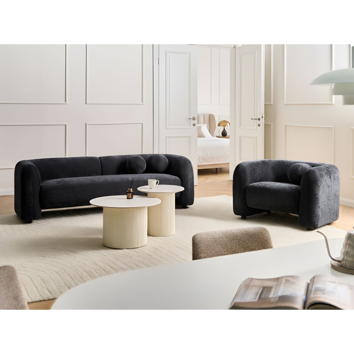 Komplet wypoczynkowy dla 4 osób LEIREN Czarny