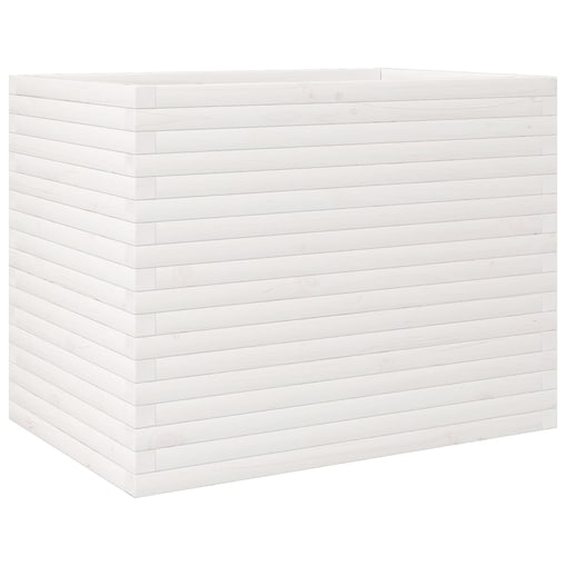 vidaXL Donica ogrodowa, biała, 90x60x68,5 cm, lite drewno sosnowe