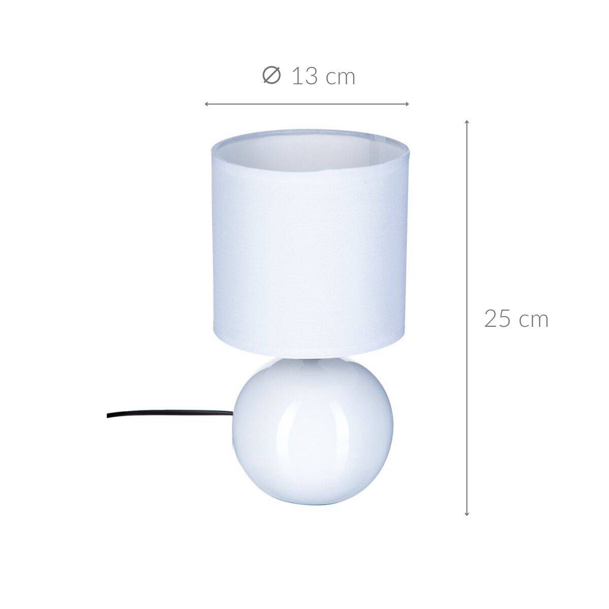 Lampka nocna stojąca Boule, oświetlenie dekoracyjne z abażurem i ceramiczną podstawą E14