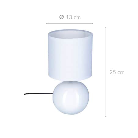 Lampka nocna stojąca Boule, oświetlenie dekoracyjne z abażurem i ceramiczną podstawą E14