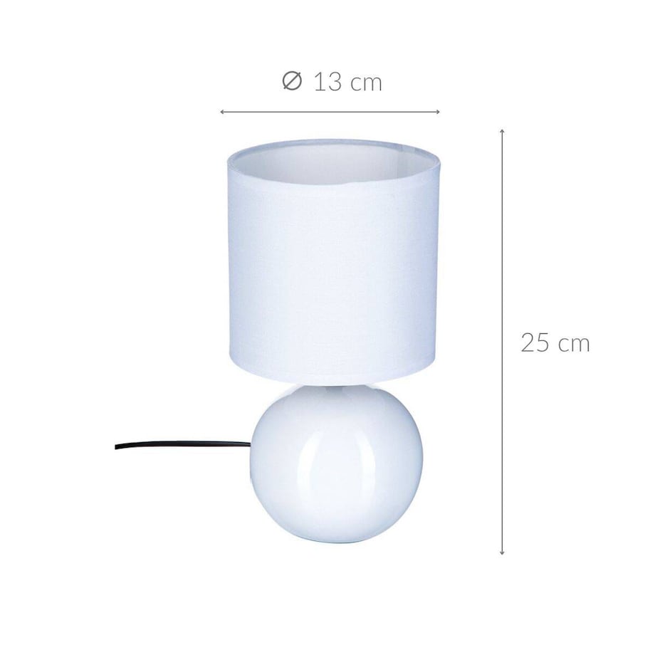 Lampka nocna stojąca Boule, oświetlenie dekoracyjne z abażurem i ceramiczną podstawą E14