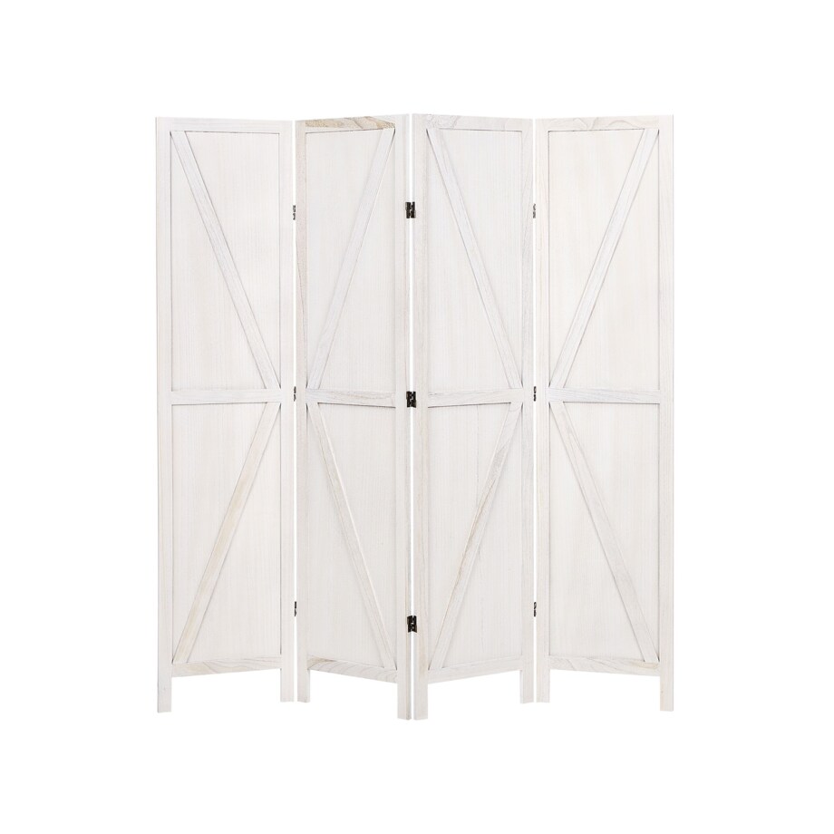 4-panelowy składany parawan pokojowy drewniany 170 x 163 cm biały RIDANNA