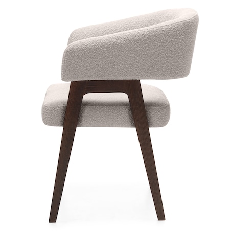Krzesło tapicerowane, bouclé, szarobeżowe/orzech Coba