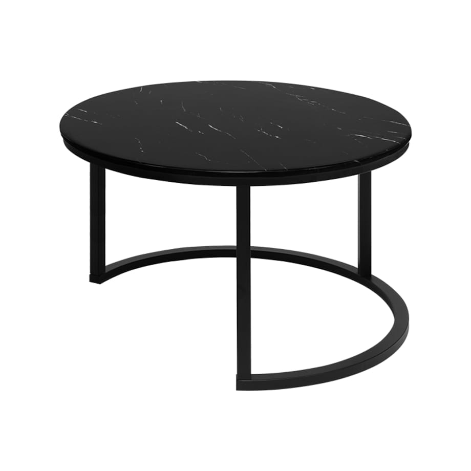 Stolik kawowy okrągły 2w1 biały marmur zestaw 2 stolików kawowych glamour