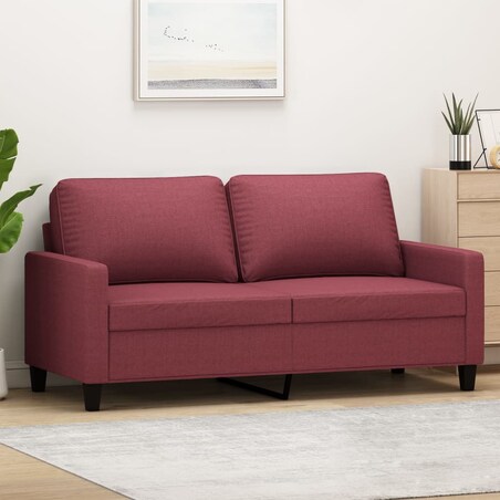 vidaXL Sofa 2-osobowa, winna czerwień, 140 cm, tapicerowana tkaniną