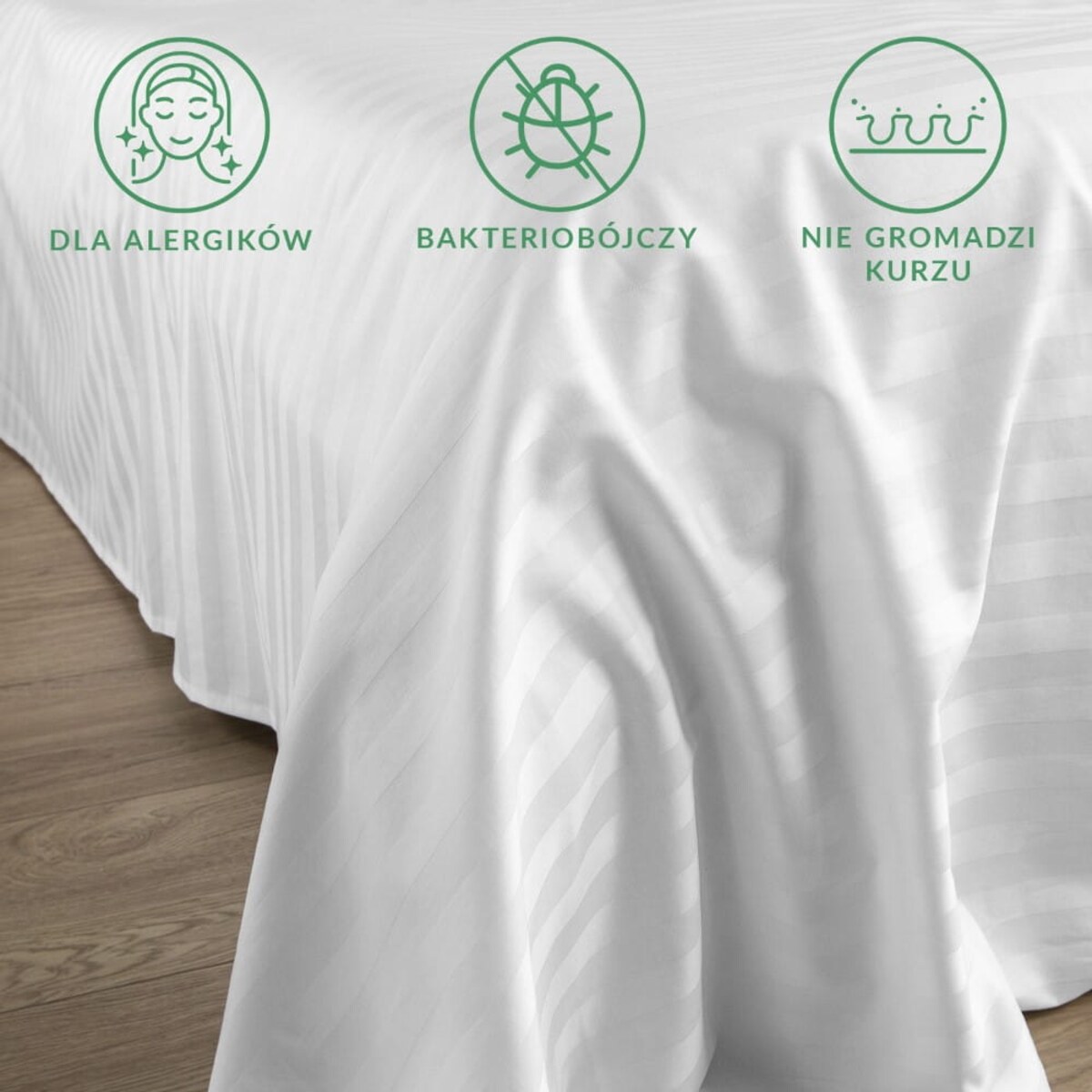 Prześcieradło bambusowe satyna bawełniana 220x260 Bamboo paski, białe