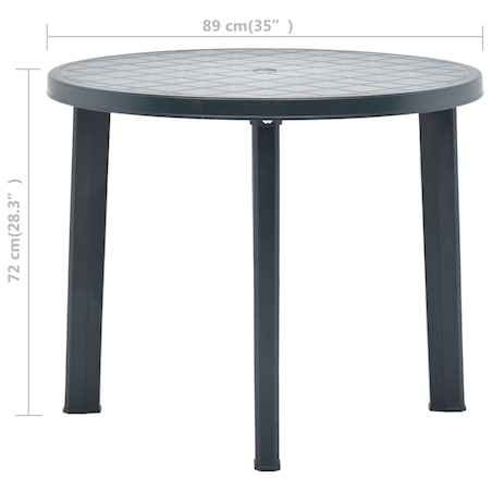 vidaXL Stolik ogrodowy, zielony, 89 cm, plastikowy