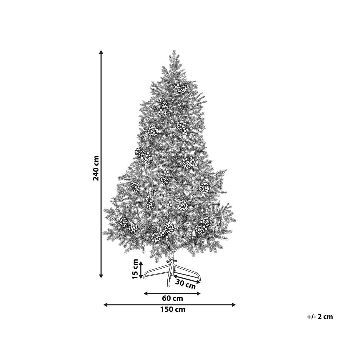 Ośnieżona sztuczna choinka 240 cm zielona DENALI