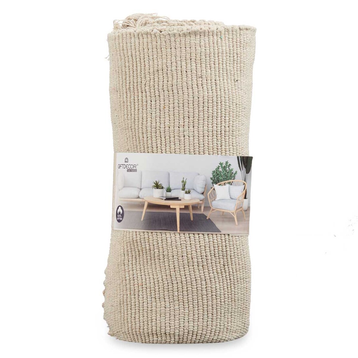 Dywan z frędzlami, 100% bawełny, 180 x 120 cm