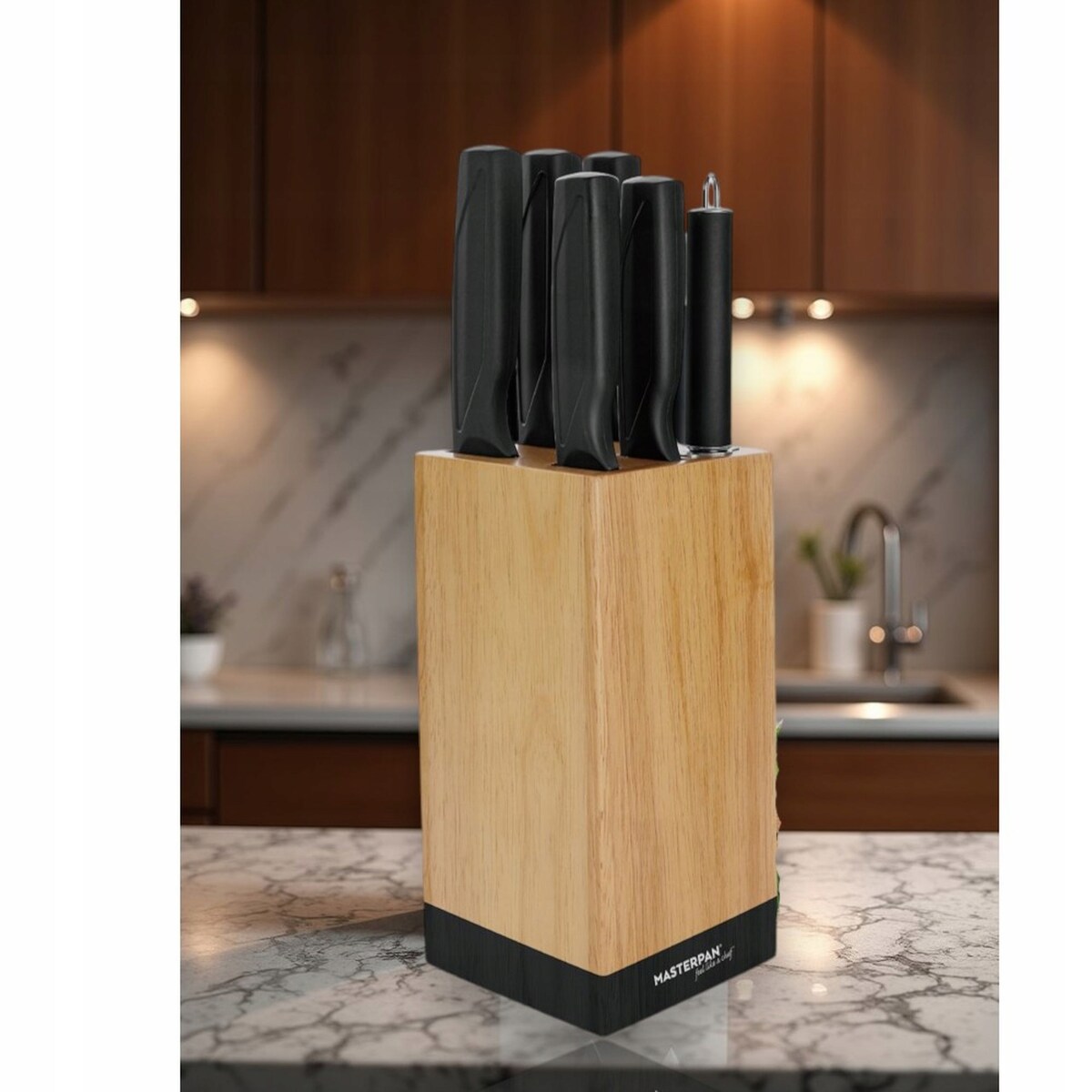 Zestaw Komplet Noży Kuchennych W Drewnianym Bloku 6 El Ostrzałka