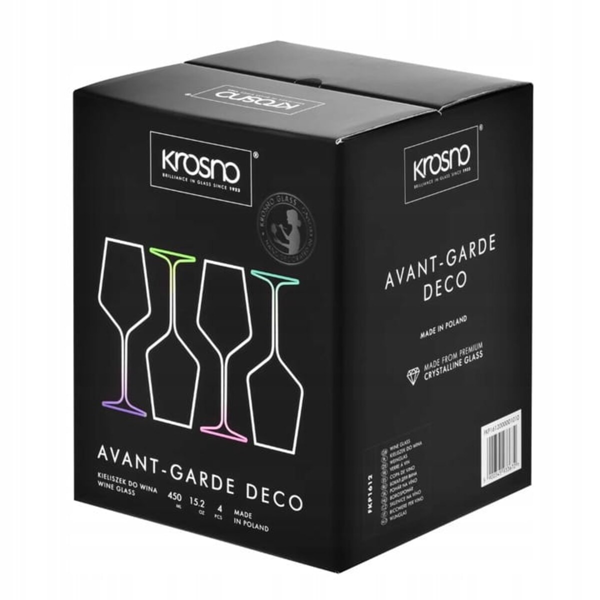 Kolorowe Kieliszki do Wina Avant-Garde Deco Krosno 4 szt 450 ml Uniwersalne