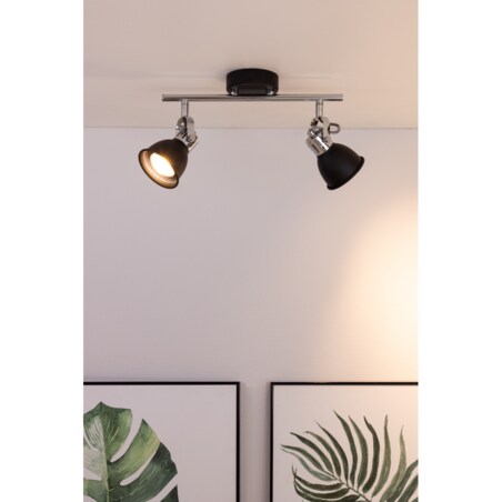 Lampa Sufitowa BRITOP Lighting 2xGU10 Max.50W Minimalistyczne Połączenie Chromu i Czerni, Polski Producent, 1 szt.