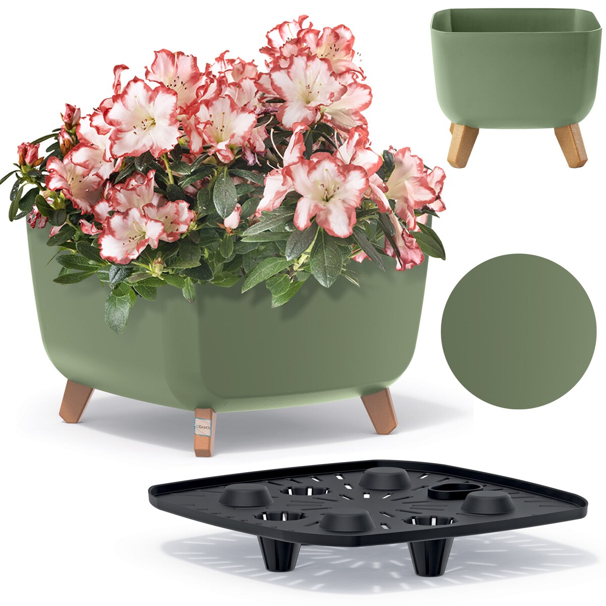 Doniczka Donica Ogrodowa 39 Cm Na Nóżkach Dekoracyjna Zielony