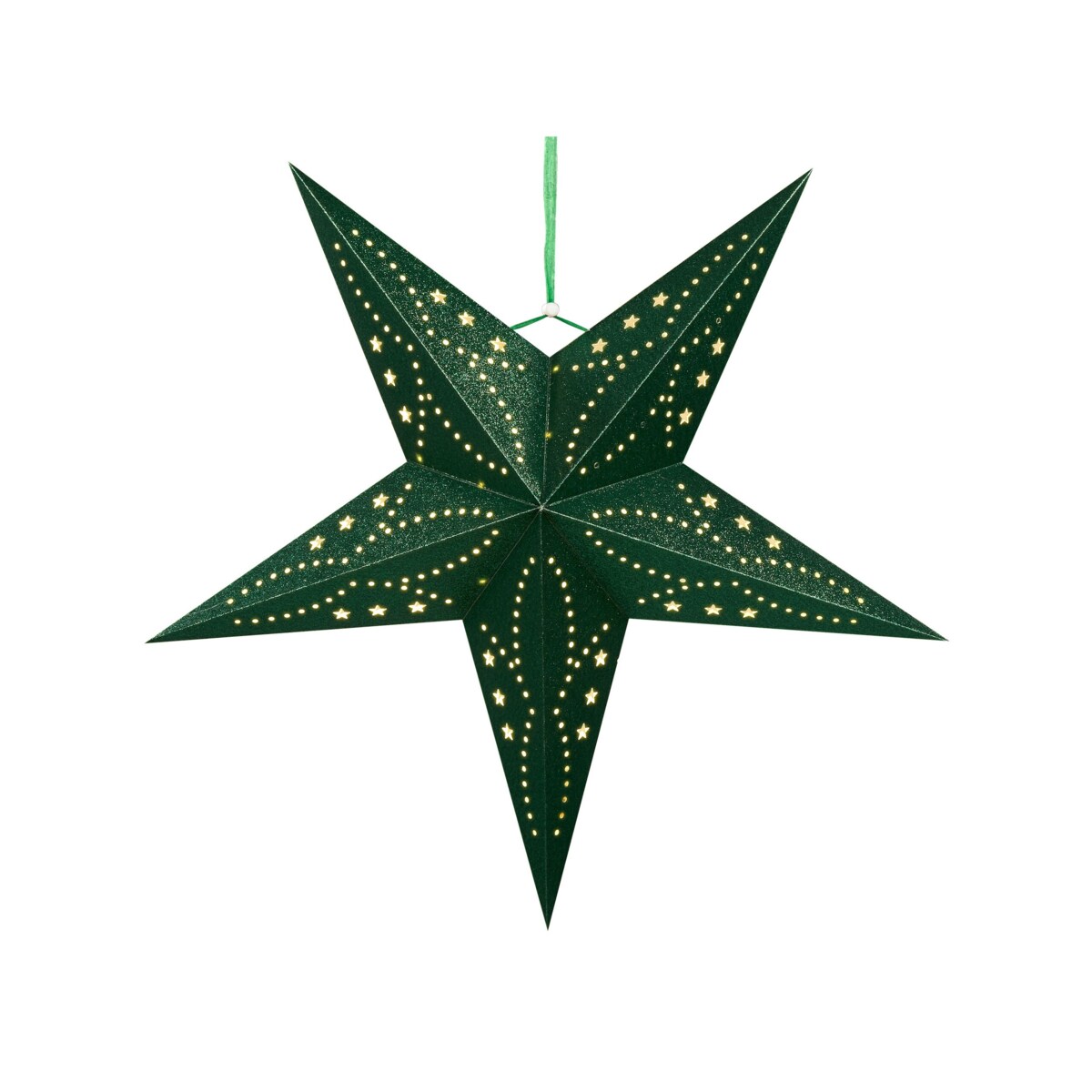 Zestaw 2 wiszących gwiazd brokatowych LED 60 cm zielony MOTTI